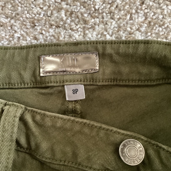 KUT from the Kloth Pattie High Waist Wide Leg Jeans (Petite) (Army Green) 8P - Picture 4 of 7